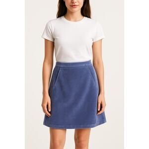 Loft Soft Blue Velour-Look Circle Skirt Size Large NWOT